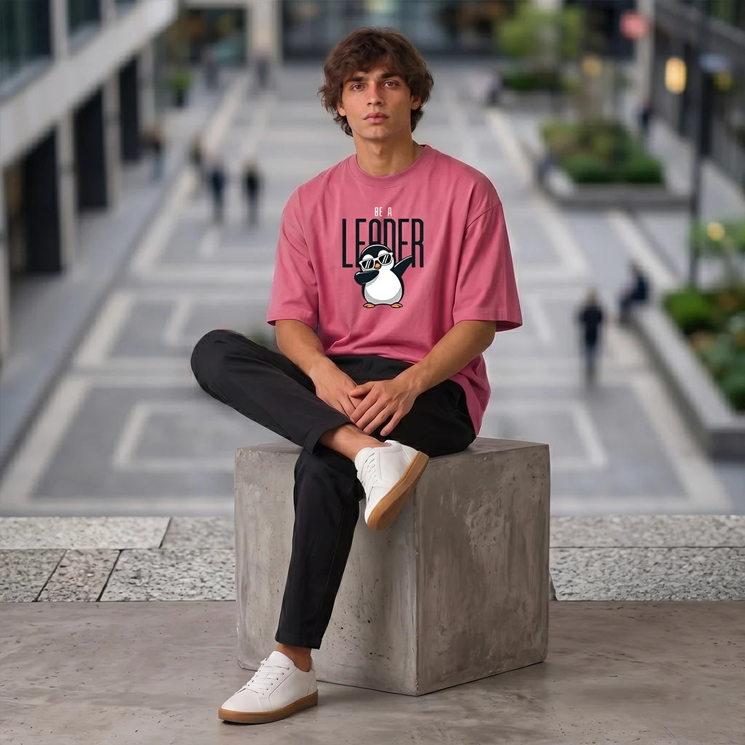 Excello Premium Oversized Graphic T-Shirt | 240 GSM Pure Cotton | Be A Leader