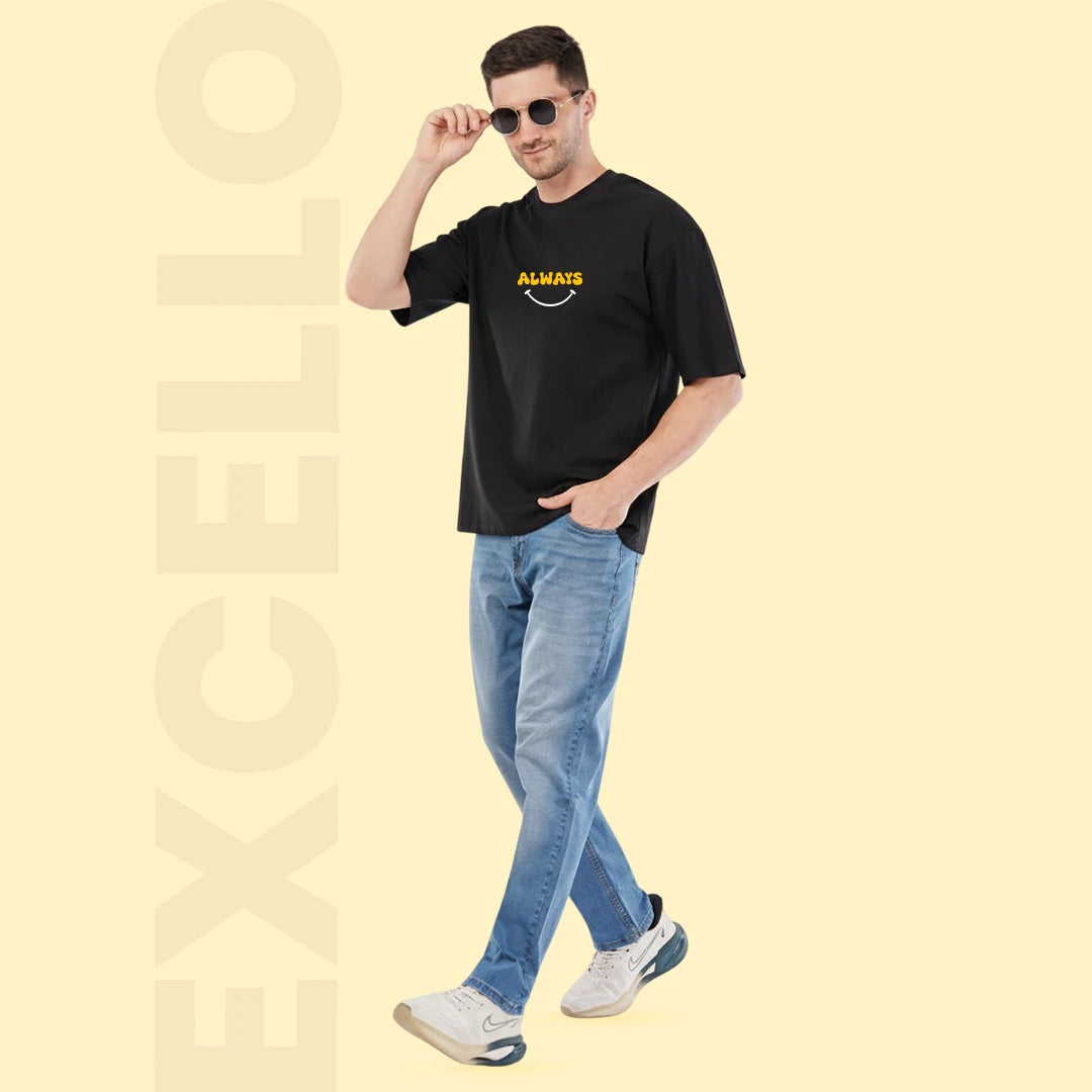Always Keep Smiling Graphic Oversized T-Shirt | 100% Pure Cotton Streetwear Tee
