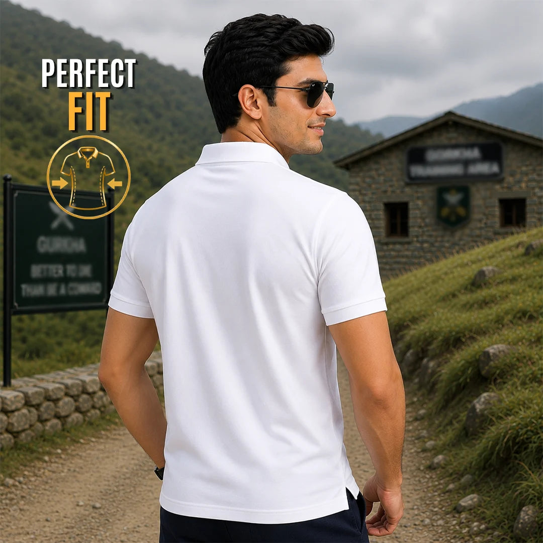 Men's Premium Gorkha Graphic Polo T-Shirt - Sam Manekshaw DTF Print, 210 GSM Nano Poly