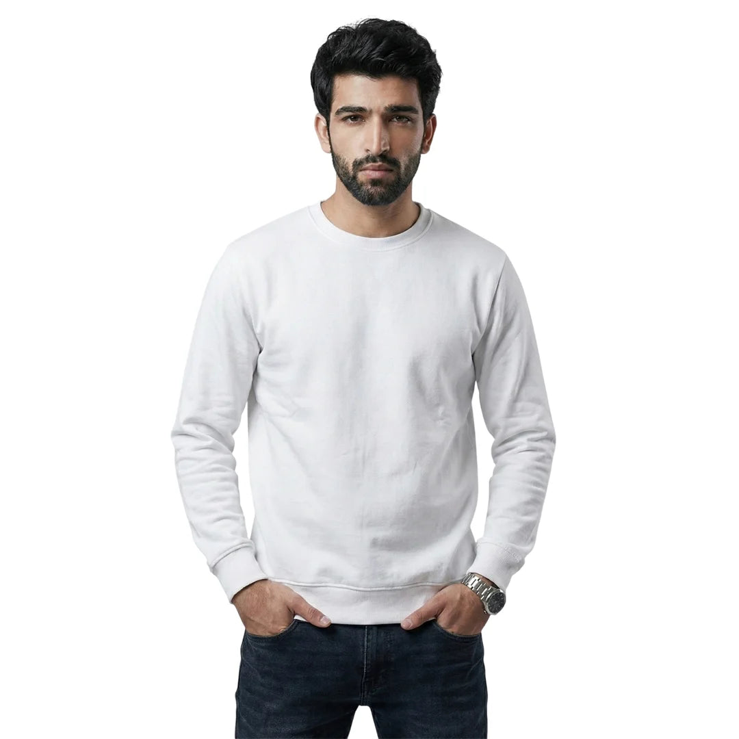 Men’s Premium Solid Crew Neck Sweatshirt | Casual Long Sleeve Pullover for Winter & Fall | Smart Regular Fit