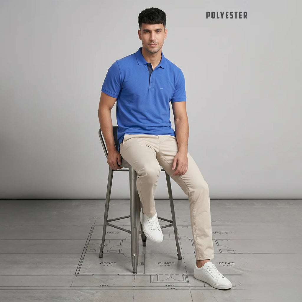 Excello Premium Men's Aeropiq Polo T-Shirt | Wrinkle-Free 100% Nanopoly