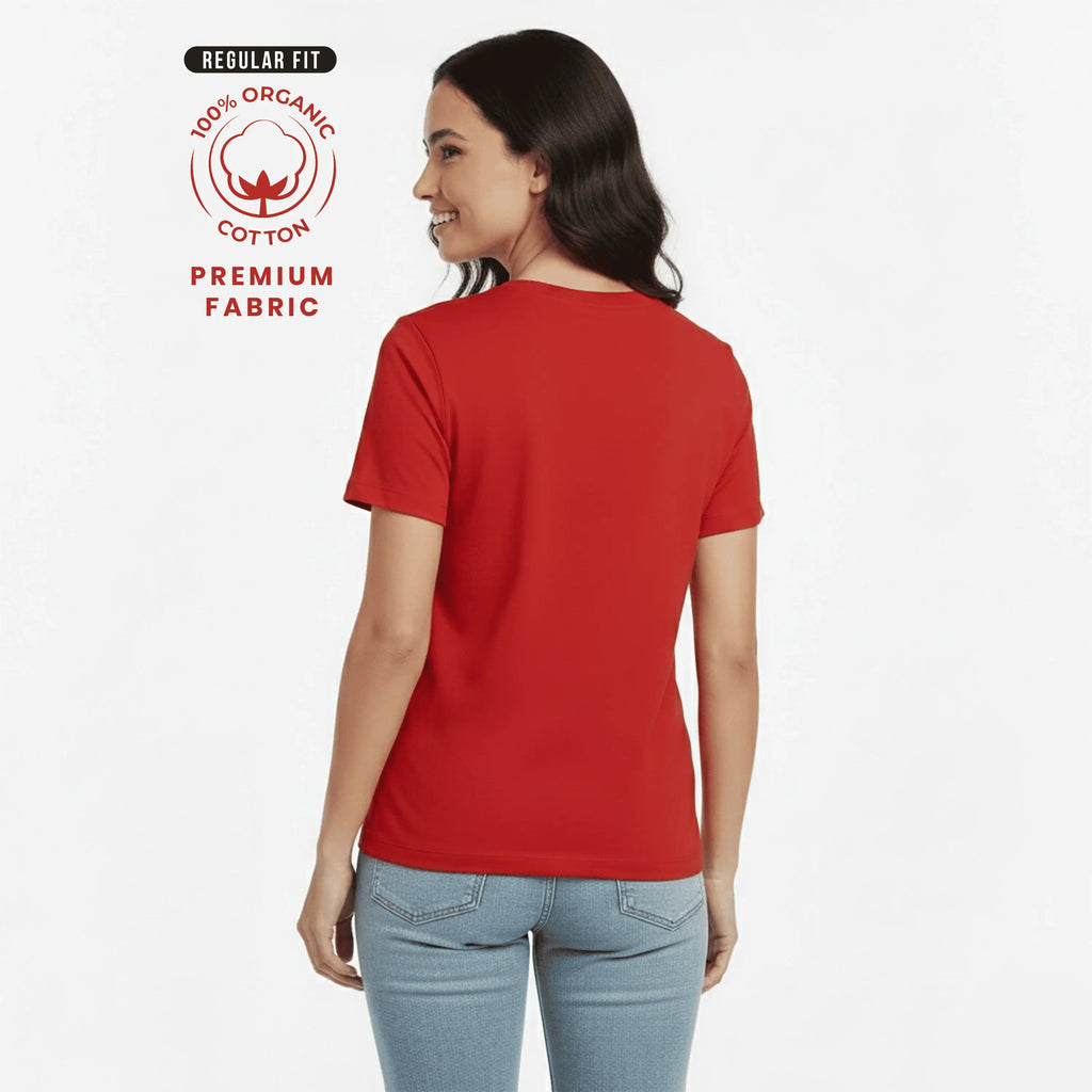 Premium 100% Organic Cotton Women’s Regular Fit Crew Neck T-Shirt – 180 GSM Bio-Washed Comfort Tee