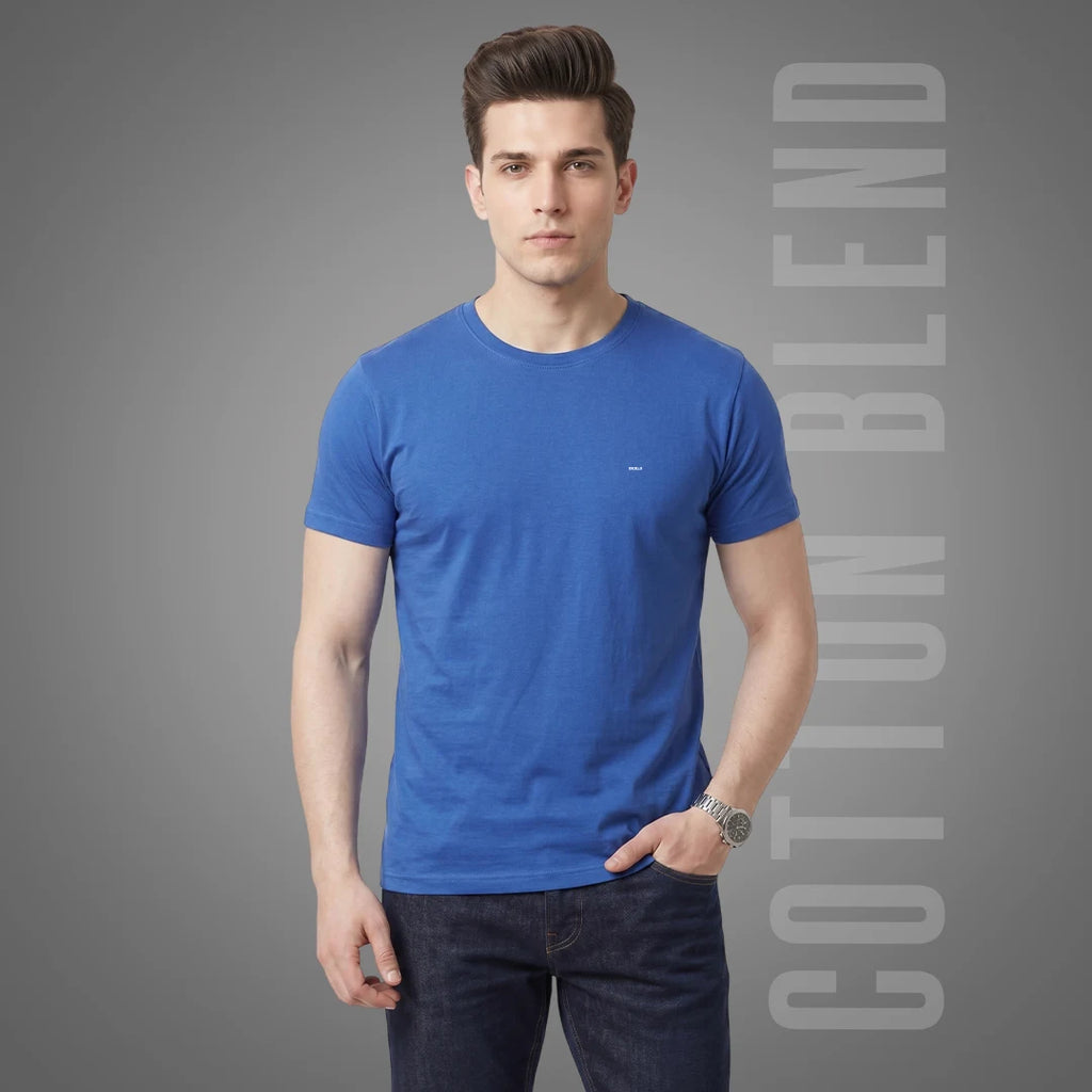 Premium Men's Cotton Blend T-Shirt | 180 GSM Bio-Washed | Excello Embroidered Logo
