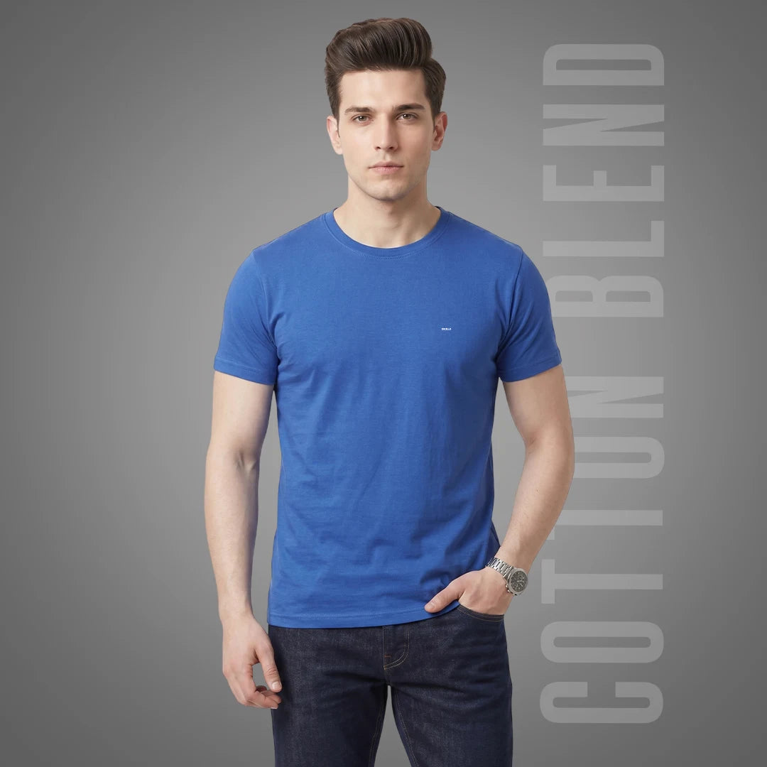 Premium Men's Cotton Blend T-Shirt | 180 GSM Bio-Washed | Excello Embroidered Logo
