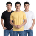 Premium Men’s Round Neck Pure Cotton T-Shirt Combo – 180 GSM Biowashed Regular Fit Half Sleeve Tees (Pack of 3)