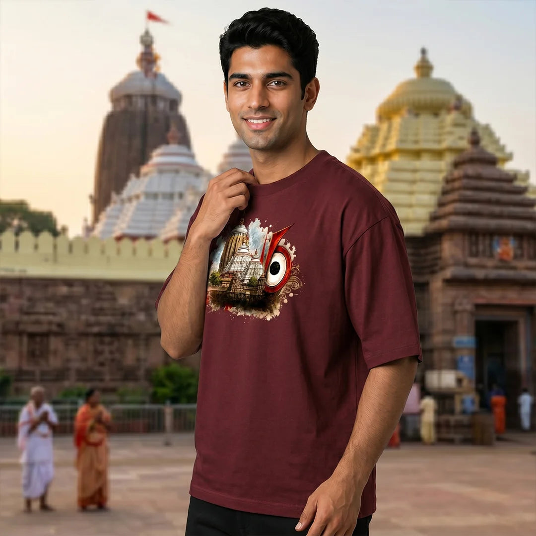 Premium Puri Jagannath Temple Graphic Oversized T-Shirt - 240 GSM Pure Cotton