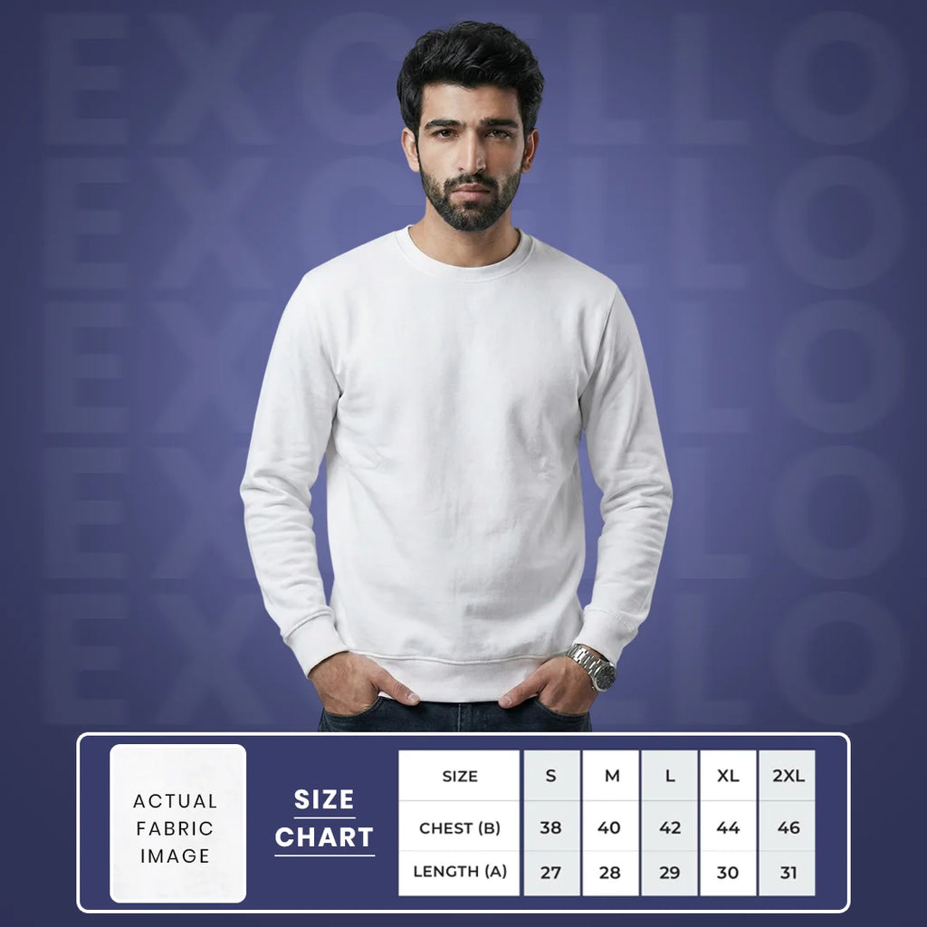 Men’s Premium Solid Crew Neck Sweatshirt | Casual Long Sleeve Pullover for Winter & Fall | Smart Regular Fit