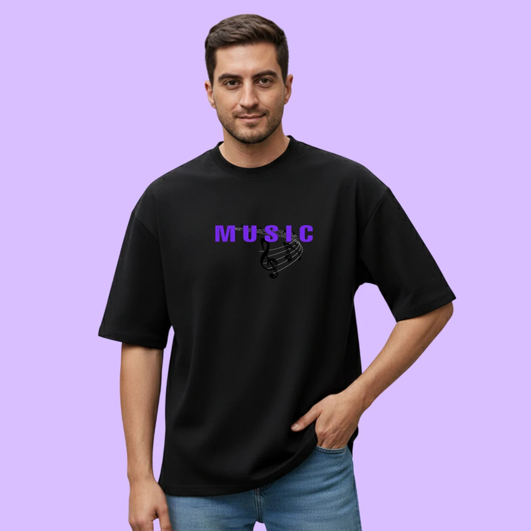 Premium Music Graphic Oversized T-Shirt – Black Streetwear