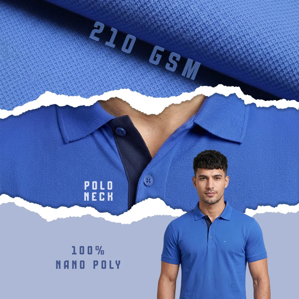 Excello Premium Men's Aeropiq Polo T-Shirt | Wrinkle-Free 100% Nanopoly