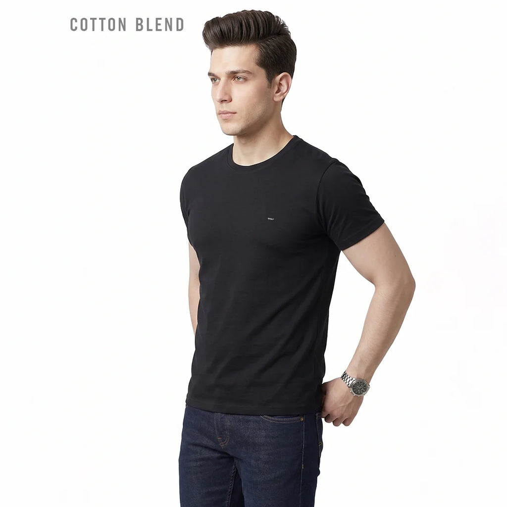 Premium Men's Cotton Blend T-Shirt | 180 GSM Bio-Washed | Excello Embroidered Logo