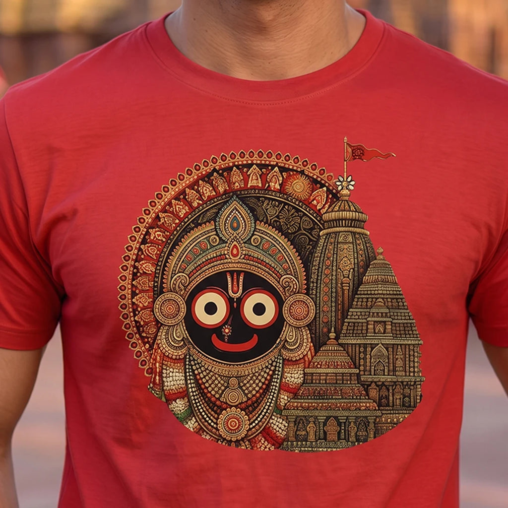 Men's Jagannath Puri Printed Round Neck Regular Fit T-Shirt (180 GSM)