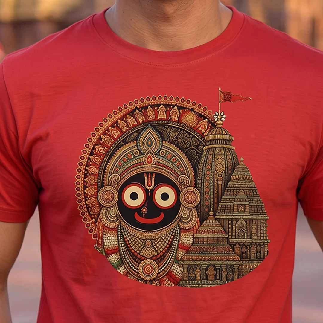 Men's Jagannath Puri Printed Round Neck Regular Fit T-Shirt (180 GSM)