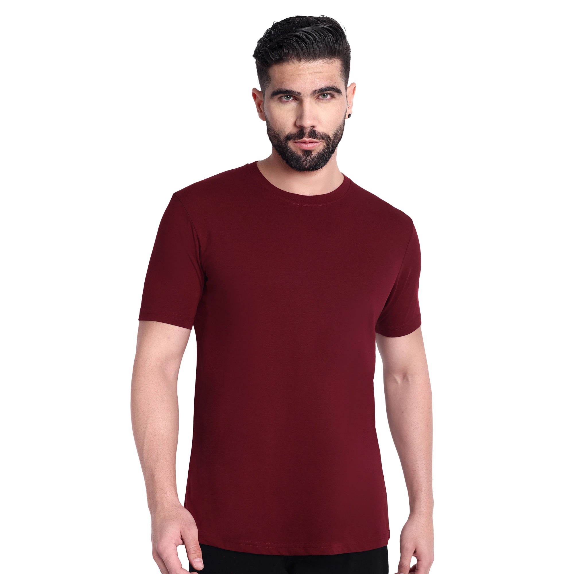 Men’s Premium  Solid Round Neck T-Shirt | Regular Fit Half Sleeve Cotton Essential T-Shirt