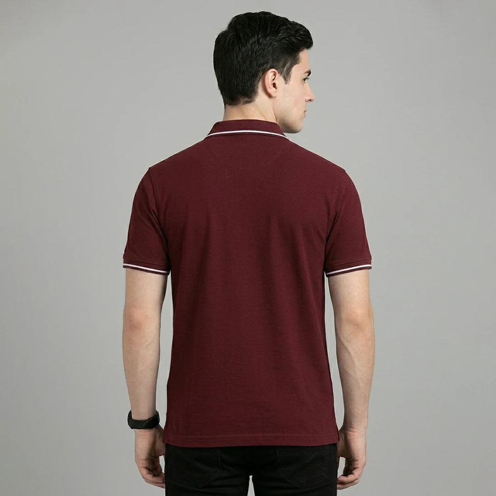 Premium Pure Cotton Regular Fit Tipping Polo Shirt - 270 GSM Bio-Washed