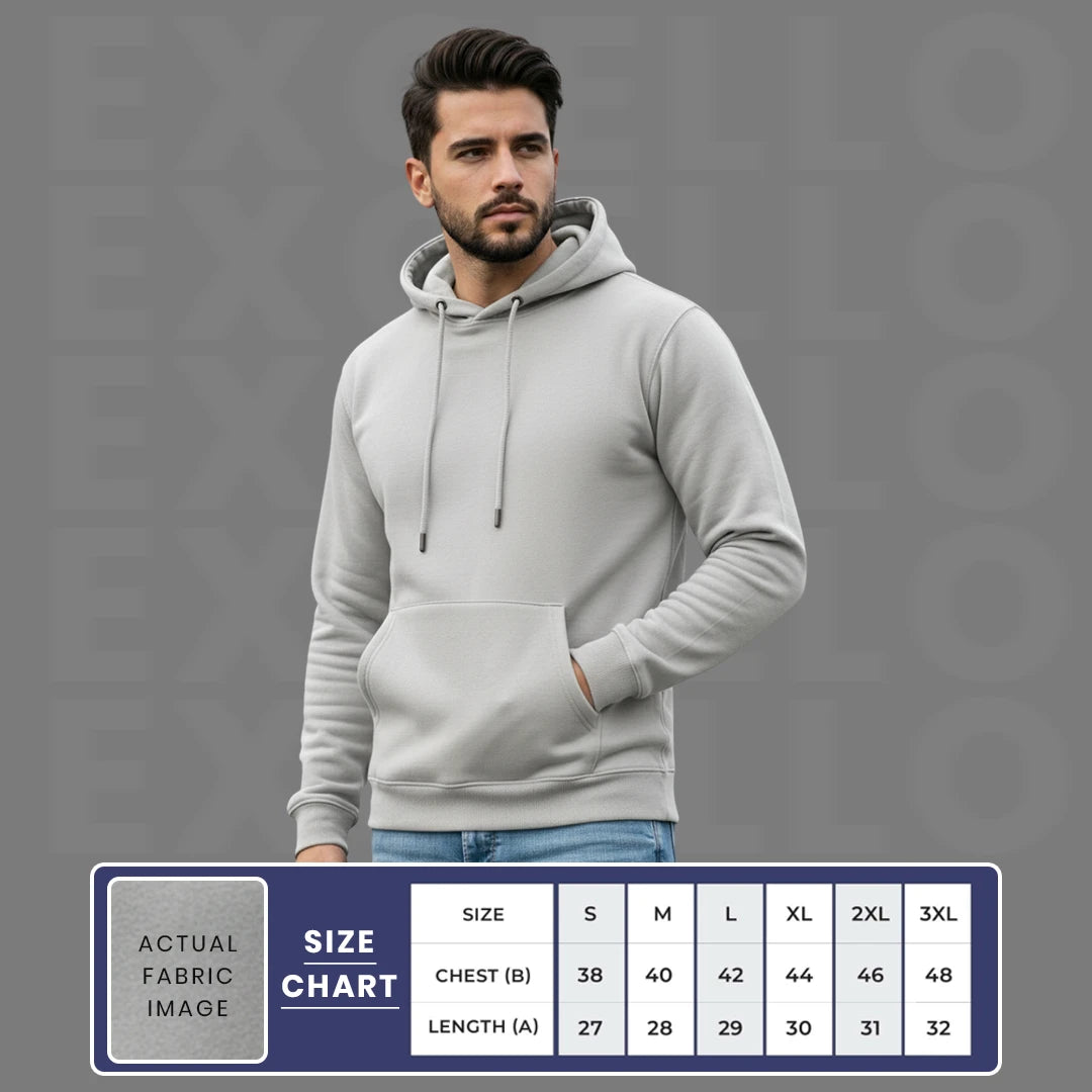 Men's Premium Solid Hoodie | Classic Regular Fit Cotton Blend Pullover Hoodie with Kangaroo Pocket | Essential Casual Winter Streetwear