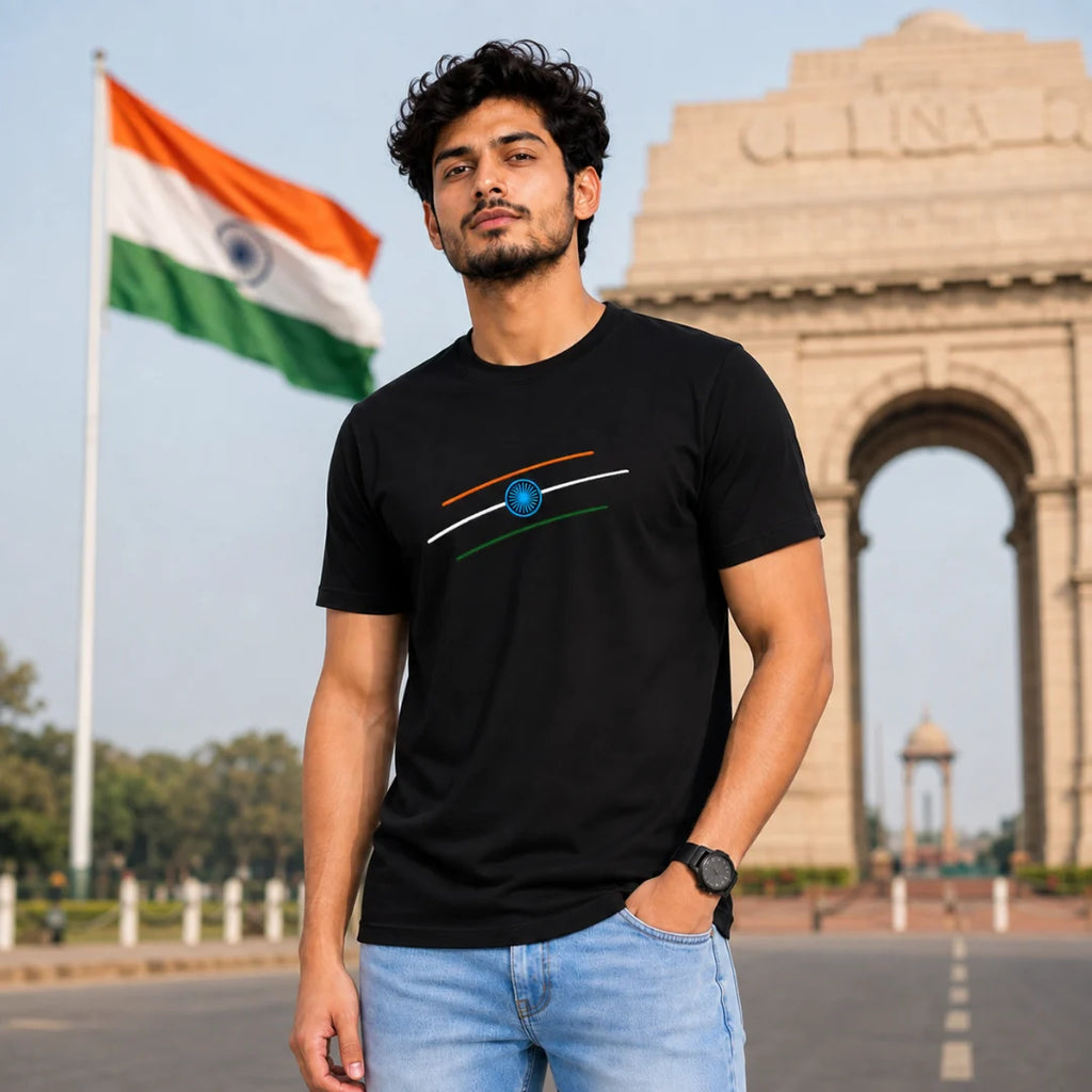 Premium Patriotic Theme Pure Cotton T-Shirt | 180 GSM, Bio-Washed Regular Fit Graphic Tee