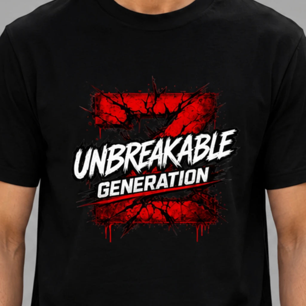 Excello Men's 'Unbreakable Generation Z' Graphic Printed T-Shirt | 180 GSM Pure Cotton Regular Fit