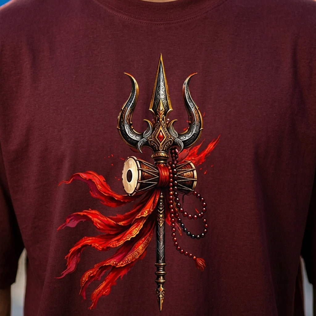 Mahakal Lord Shiva Printed Oversized T-Shirt for Men | Premium 240 GSM Heavyweight Cotton Graphic Streetwear Tee