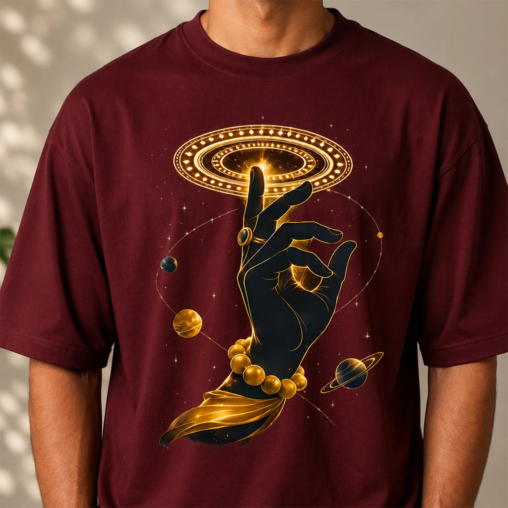 Men's Cosmic Chakra Divine Oversized Graphic T-Shirt - 240 GSM Pure Cotton, Bio-Washed