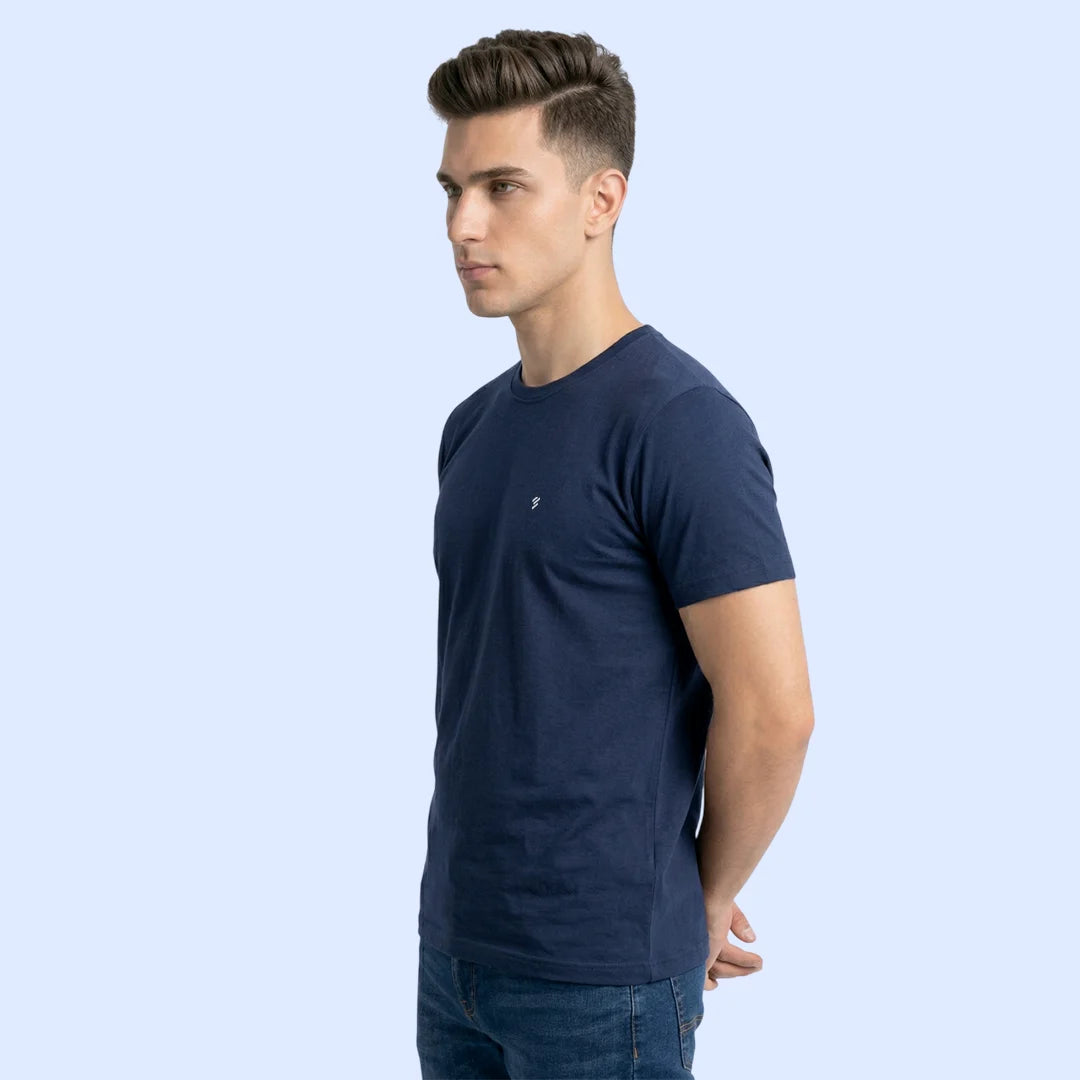 Men's Regular Fit Crew Neck T-Shirt, 100% Pure Cotton, 180 GSM, Breathable Everyday Wear