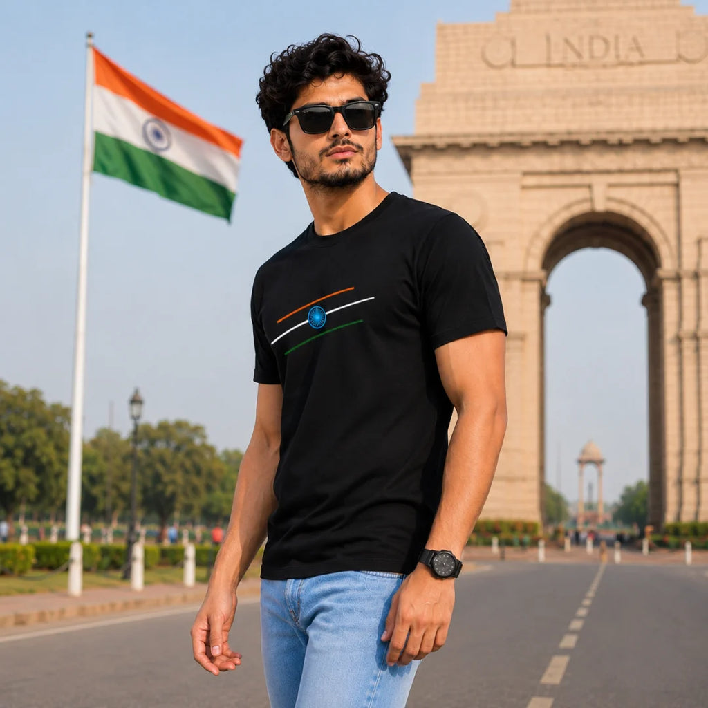 Premium Patriotic Theme Pure Cotton T-Shirt | 180 GSM, Bio-Washed Regular Fit Graphic Tee