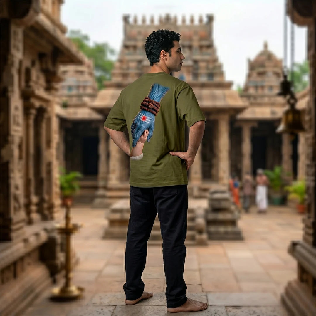 Mahadev Art Printed Heavyweight Oversized Tee | 240 GSM Breathable Drop Shoulder T-Shirt