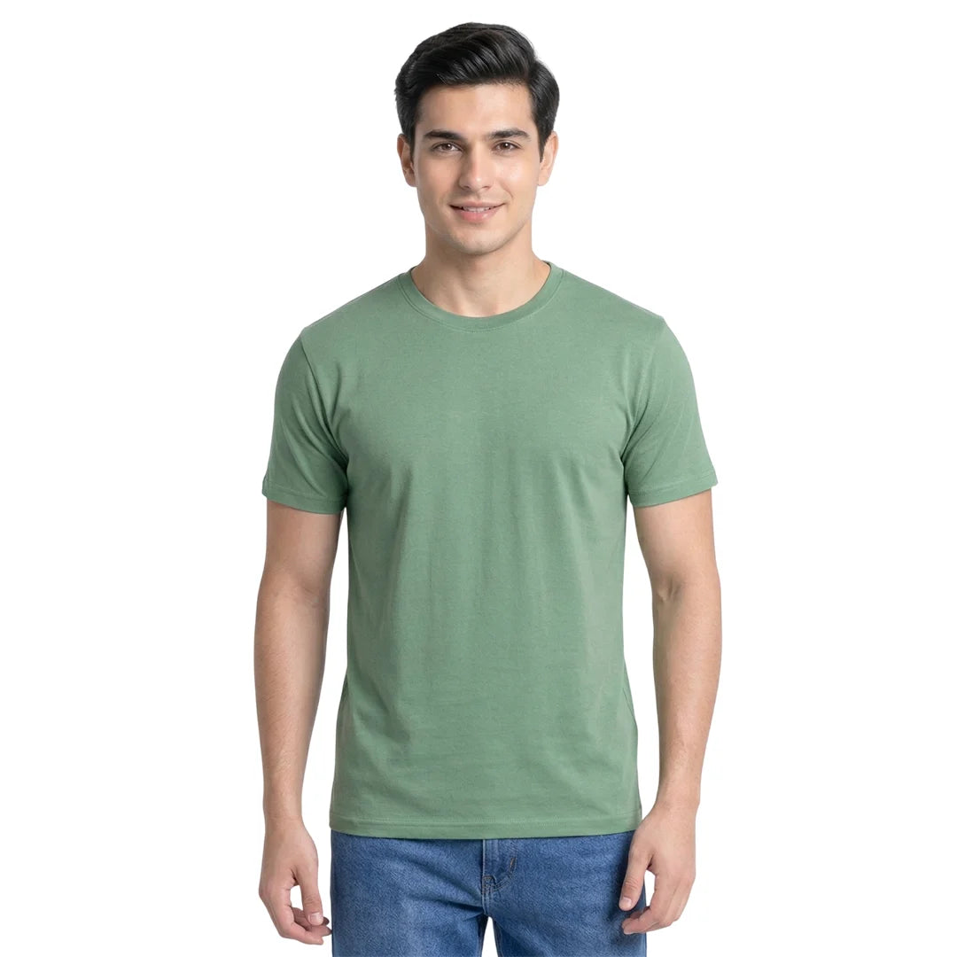 Premium Men’s Round Neck Pure Cotton T-Shirt Combo – 180 GSM Biowashed Regular Fit Half Sleeve Tees (Pack of 3)
