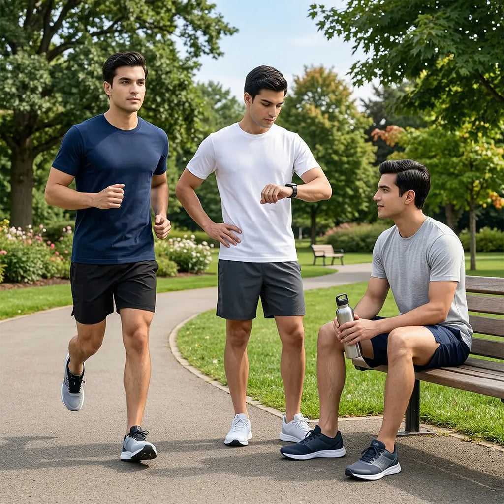 Premium Men’s Round Neck Pure Cotton T-Shirt Combo – 180 GSM Biowashed Regular Fit Half Sleeve Tees (Pack of 3)