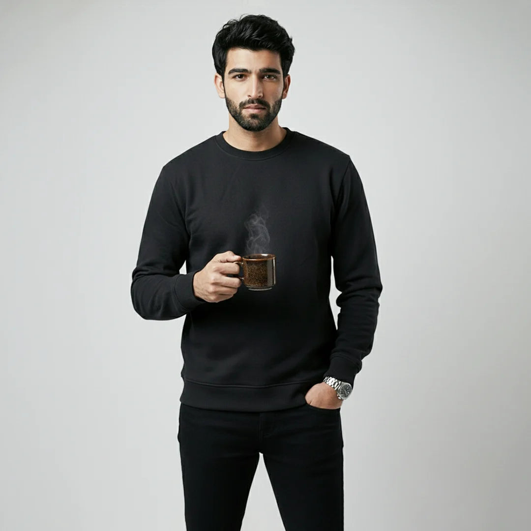 Men’s Premium Solid Crew Neck Sweatshirt | Casual Long Sleeve Pullover for Winter & Fall | Smart Regular Fit