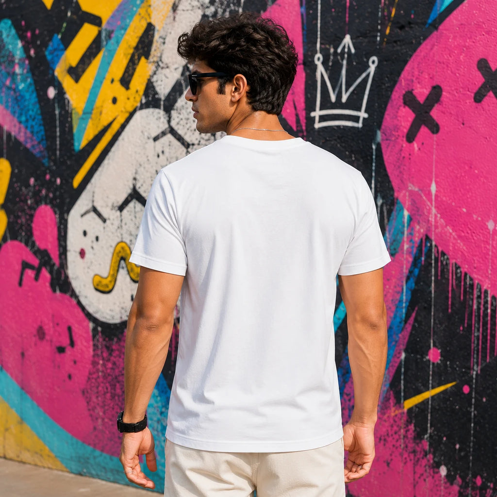 EXCELLO Men’s Plain Cotton T-Shirt (Regular Fit, Round Neck)