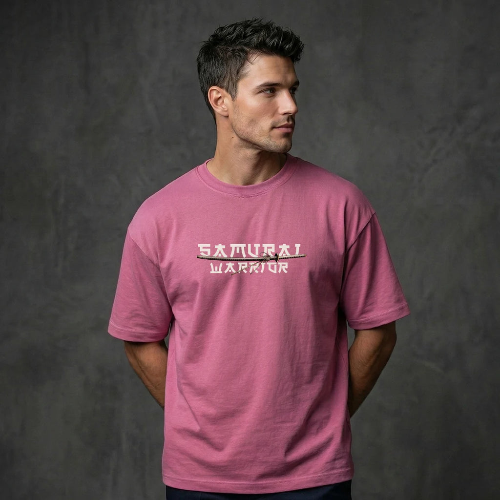 "Samurai Warrior" Graphic Oversized T-Shirt – Onion Pink