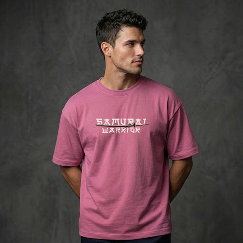 "Samurai Warrior" Graphic Oversized T-Shirt – Onion Pink