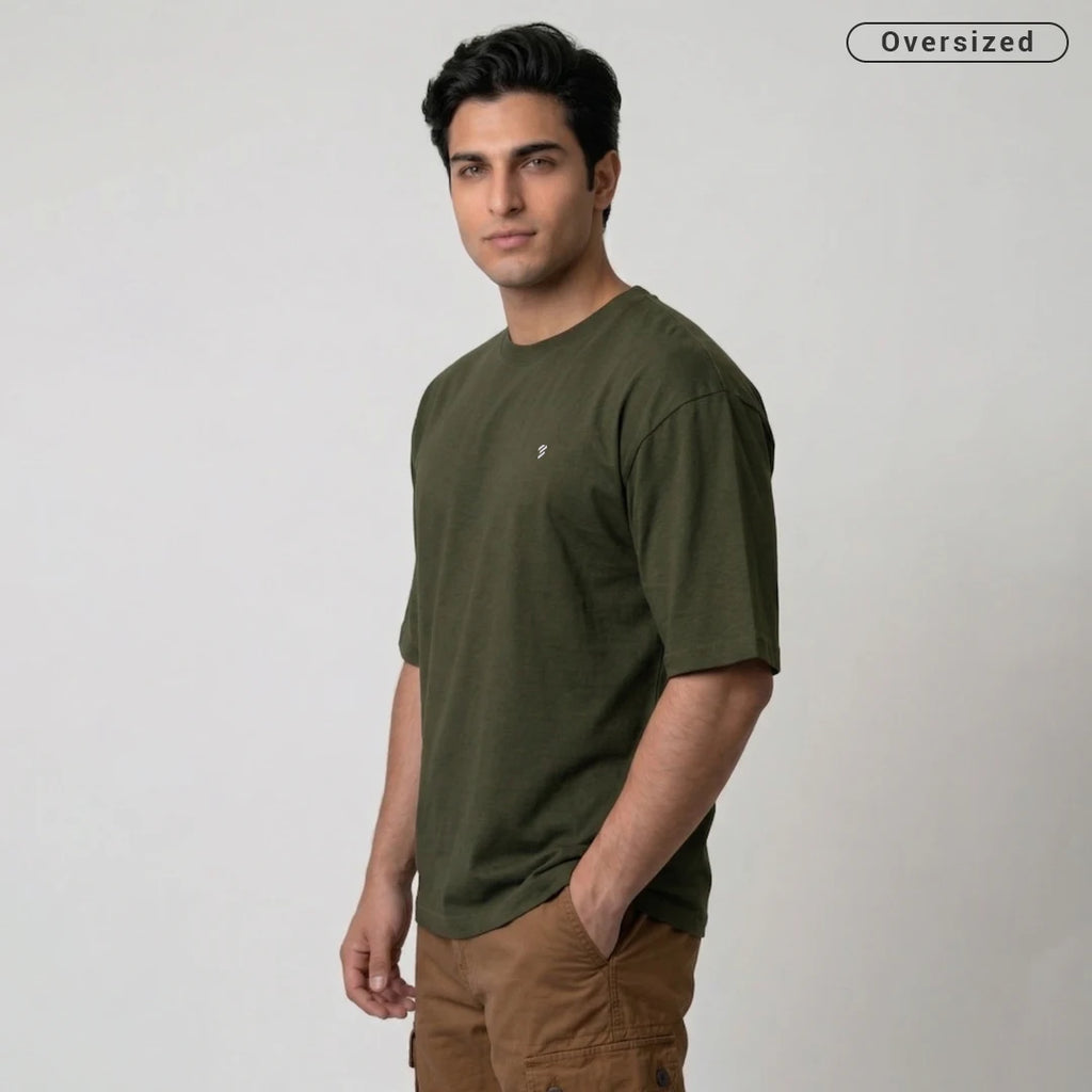 Premium 240 GSM Heavyweight Oversized T-Shirt – 100% Pure Cotton Minimalist Chest Logo Tee