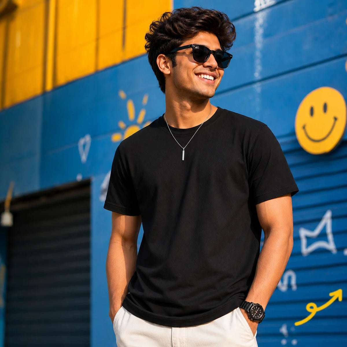 EXCELLO Men’s Plain Cotton T-Shirt (Regular Fit, Round Neck)