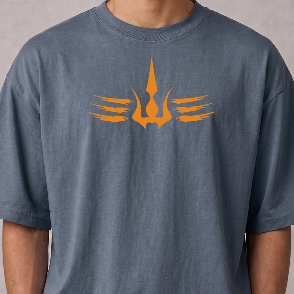 Mahadev Trishul Drop Shoulder T-Shirt | Heavyweight 240 GSM Pure Cotton
