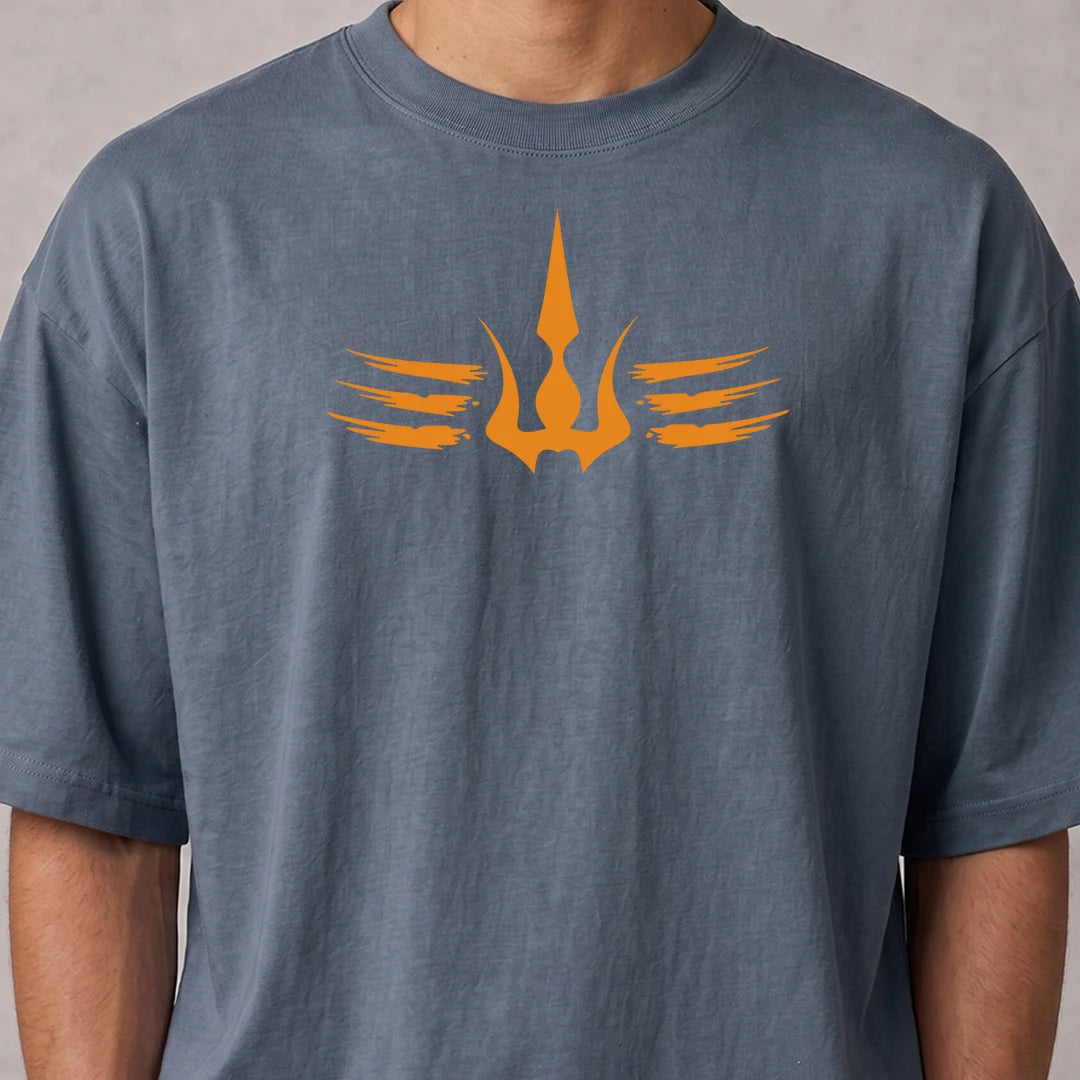 Mahadev Trishul Drop Shoulder T-Shirt | Heavyweight 240 GSM Pure Cotton