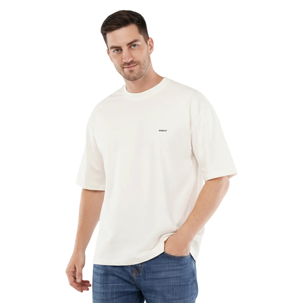 Men’s Premium Beige Oversized T-Shirt | 100% Rich Cotton | Trendy Drop-Shoulder Streetwear Tee