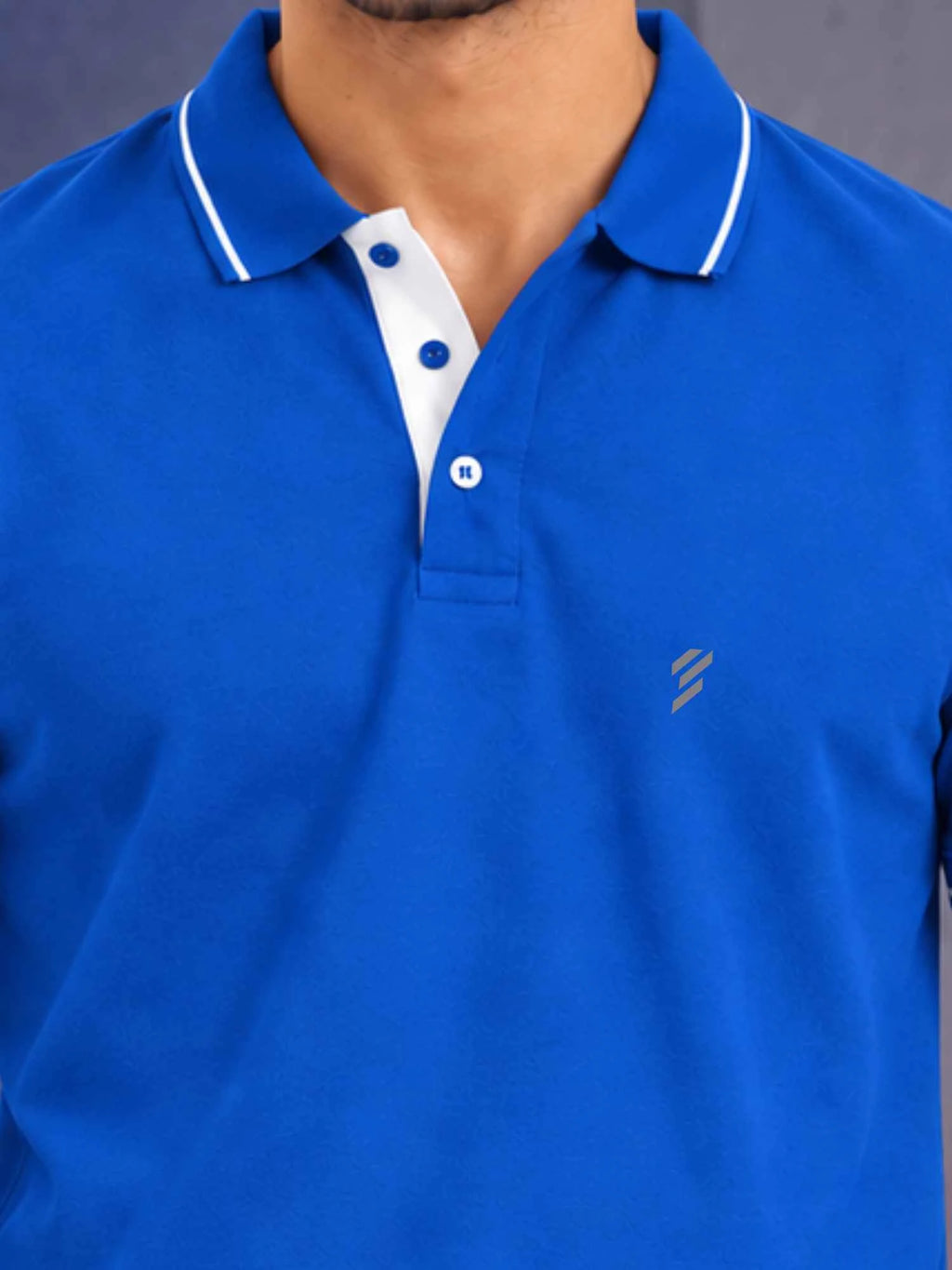 Premium 270 GSM Pure Cotton Biowash Tipping Polo T-Shirt - Heavyweight & Breathable | Royal Blue