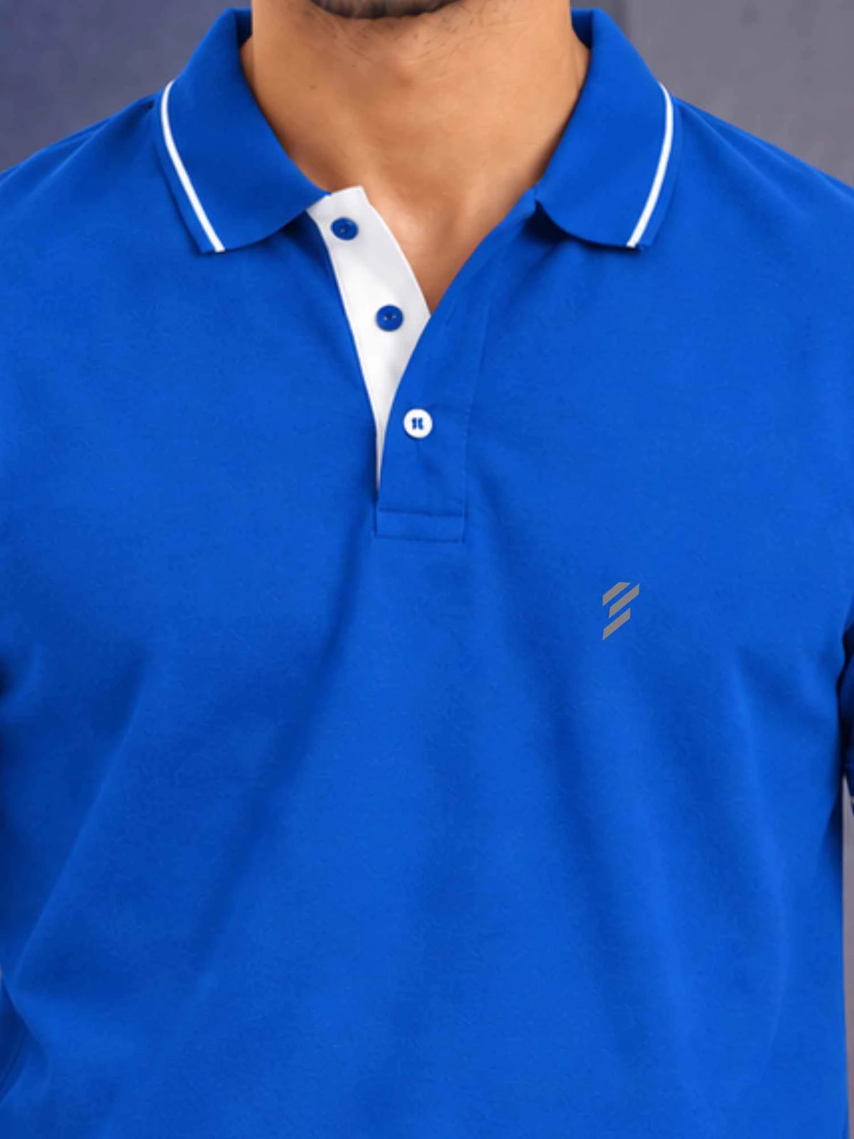 Premium 270 GSM Pure Cotton Biowash Tipping Polo T-Shirt - Heavyweight & Breathable | Royal Blue