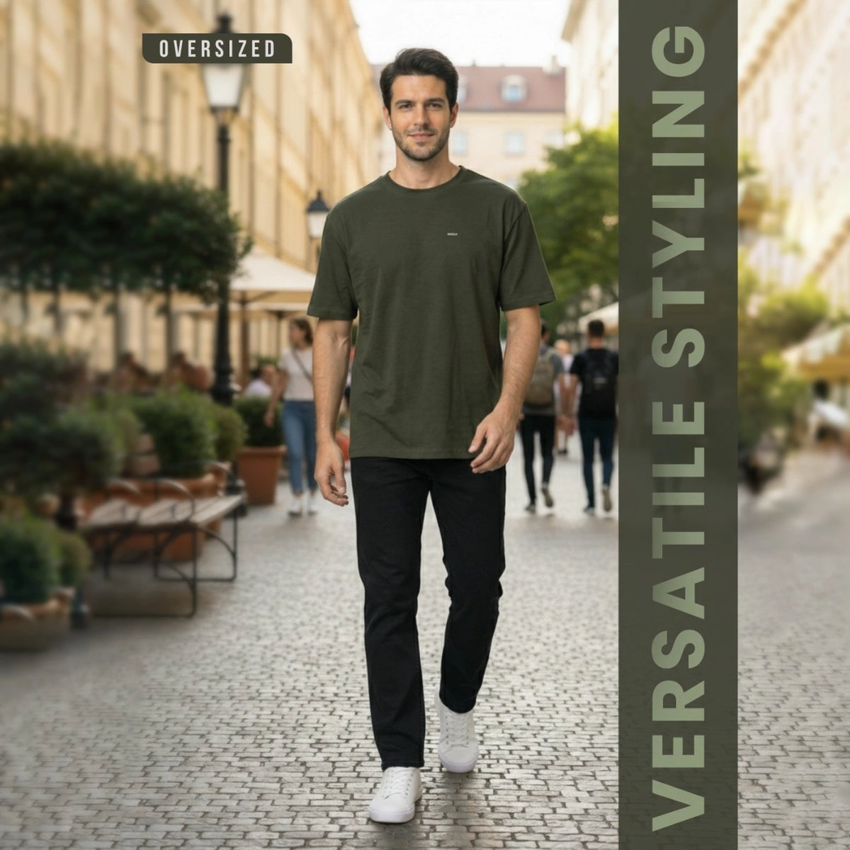 Premium 100% Organic Cotton Men's Oversized T-Shirt – Heavyweight 240 GSM Bio-Washed Relaxed Fit Tee
