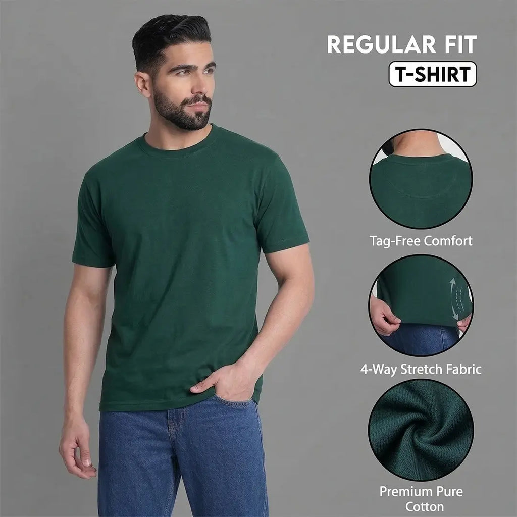 Excello  Pure Cotton Round Neck T-shirt, 180 GSM, Lightweight Premium Feel
