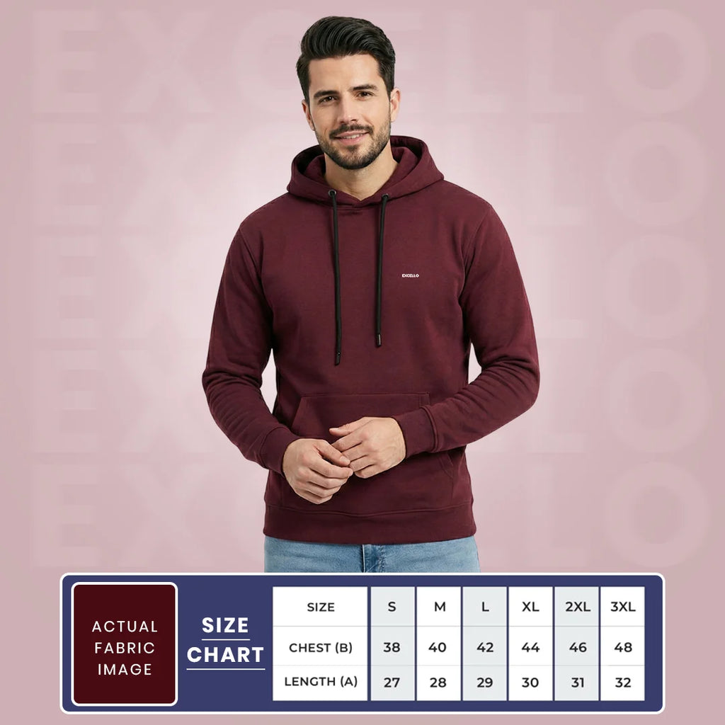 Excello Men’s Premium  Hoodie | Heavyweight Cotton | Bio-Washed Winter Pullover Hoodies
