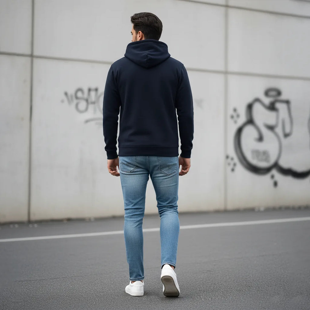 Men's Premium Solid Hoodie | Classic Regular Fit Cotton Blend Pullover Hoodie with Kangaroo Pocket | Essential Casual Winter Streetwear