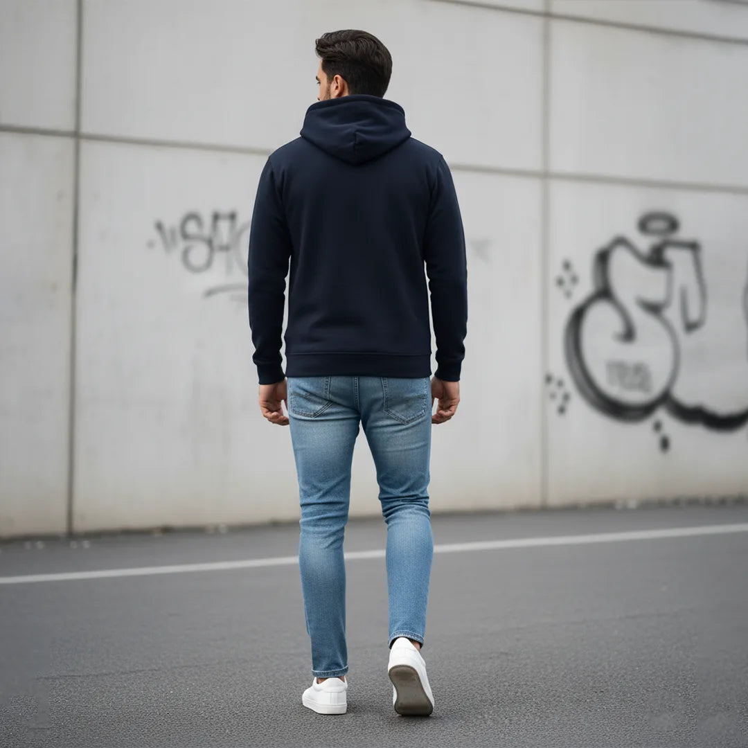 Men's Premium Solid Hoodie | Classic Regular Fit Cotton Blend Pullover Hoodie with Kangaroo Pocket | Essential Casual Winter Streetwear