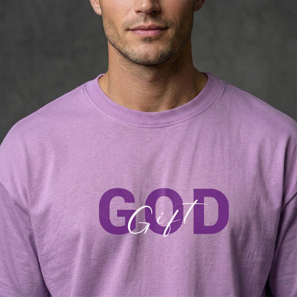 "God Gifted Blessed" Graphic Oversized T-Shirt – Lavender