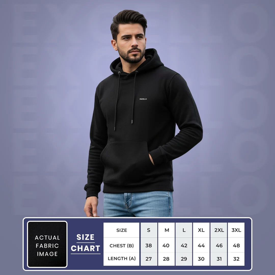 Excello Men’s Premium  Hoodie | Heavyweight Cotton | Bio-Washed Winter Pullover Hoodies