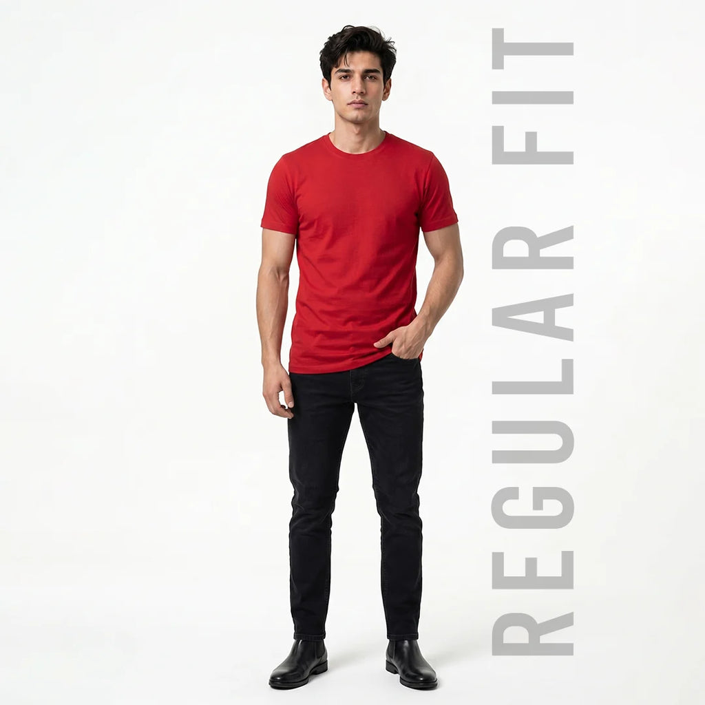 Premium Men's Cotton Blend Round Neck T-Shirt - Regular Fit, 180 GSM, Double Bio-Wash
