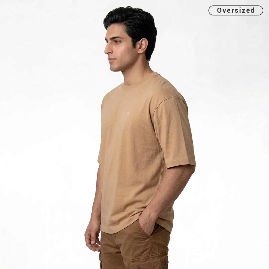 Premium 240 GSM Heavyweight Oversized T-Shirt – 100% Pure Cotton Minimalist Chest Logo Tee