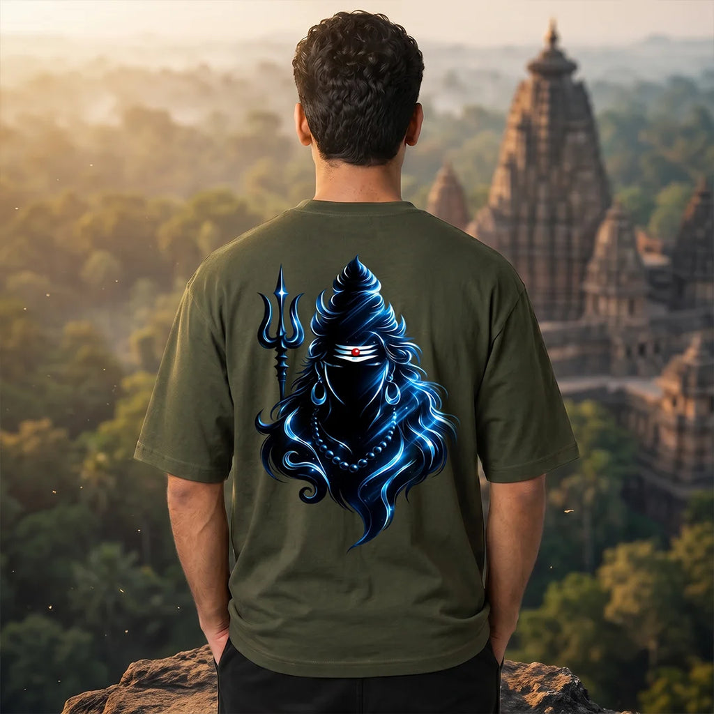 Premium Neelkanth Mahadev Oversized Pure Cotton T-Shirt | 240 GSM Heavyweight Spiritual Streetwear Graphic Tee