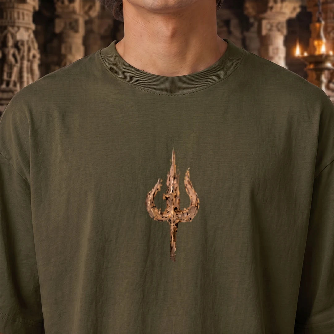 Premium Drop Shoulder T-Shirt | Shiva & Parvati Divine Print | 240 GSM Heavyweight